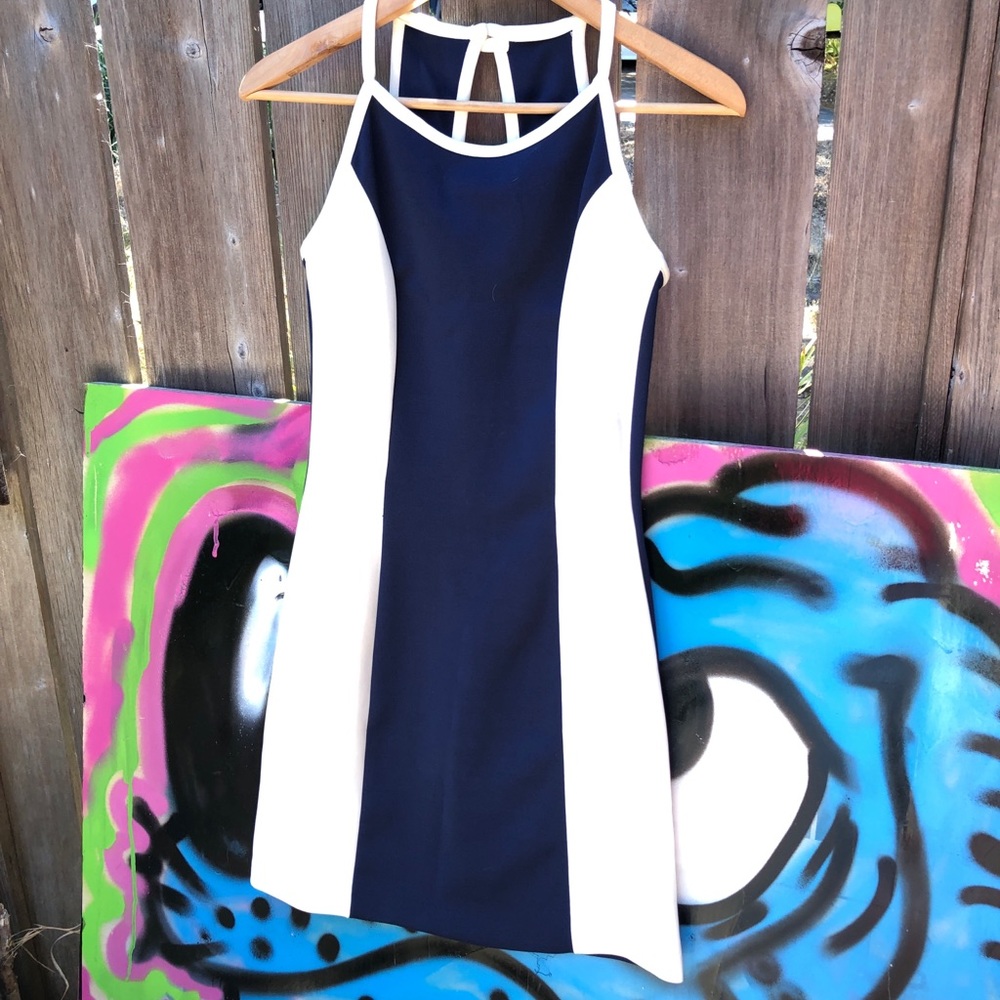 80’s does 60’s Navy and White Mini Dress
